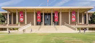 The University Library with CSUN banners