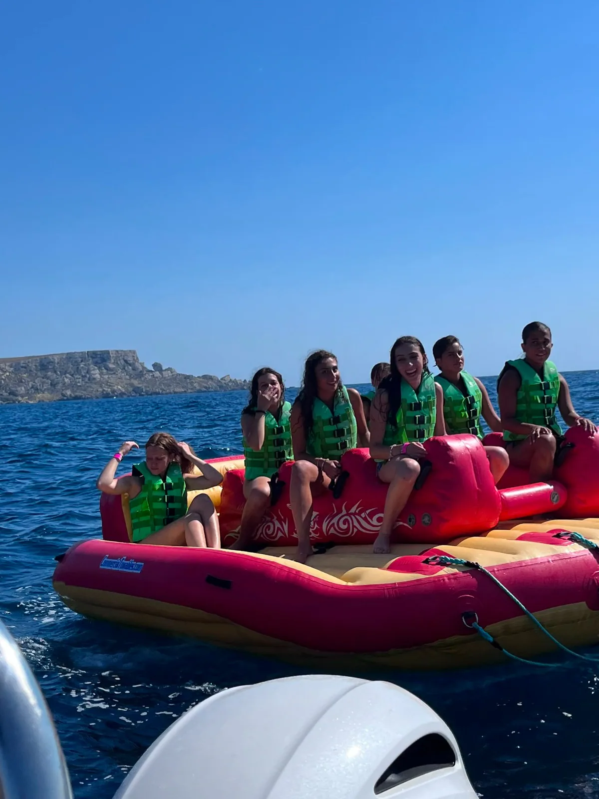 Students enjoying water sports in the Mediterranean sea