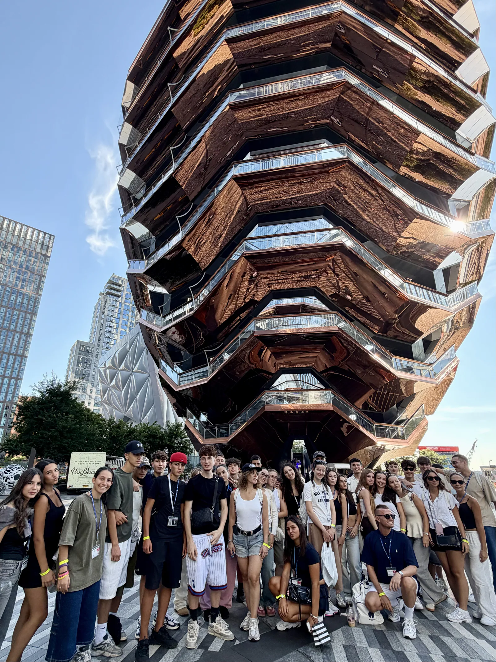 Students beside the Vessel at Hudson Yards